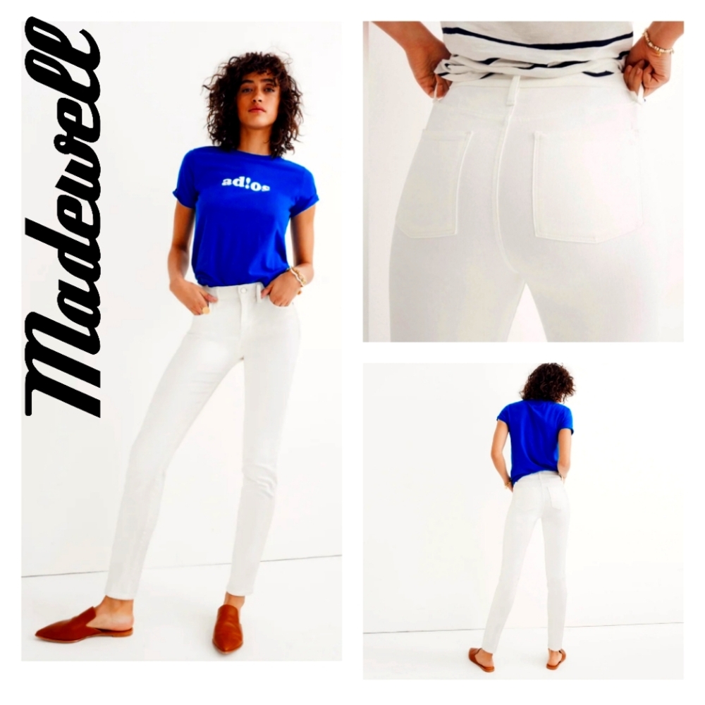 Madewell 9" High Rise Skinny White Jeans